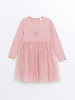 Bisiklet Yaka Uzun Kollu T?t?l? K?z Bebek Elbise