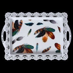 Поднос прямоугольный 40,5х28,5 см / 9687 /уп 120/с ручками - Галеонтрейд фото 2