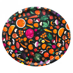 Поднос металлический "Баклажан" 40,5х36х2,1см, овальный (Россия)