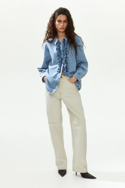 Camisa denim con ribete de volantes - H&m фото 2