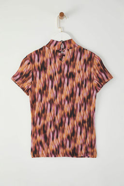 Trendyolmilla Lacivert Burumcuk/Dokulu Dik Yaka Bask?l? Orme Bluz TWOSS25BZ00396  фото 6