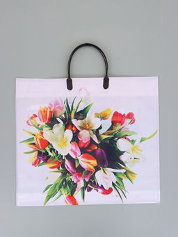 Цена за 10 шт. Пакет "Весенний вальс", полиэтиленовый с пластиковой ручкой, 38 х 34 + 3 см, 90 мкм