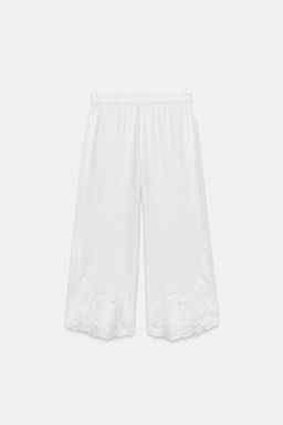 PANTAL?N BORDADOS CON LINO ZW COLLECTION / Blanco roto - Zara фото 2