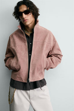 CROPPED FIT LEATHER SPLIT SUEDE JACKET - Zara фото 14