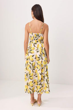 Cok Renkli Limon Desenli Midi Dokuma Elbise TWOSS26EL00621 - Trendyolmilla фото 4