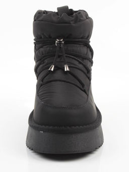 04-WF029-2M BLACK Ботинки зимние женские (натуральная кожа, курточная ткань, 100% шерсть)