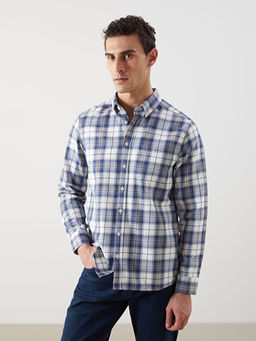 Regular Fit Uzun Kollu Ekose Gabardin Erkek G?mlek