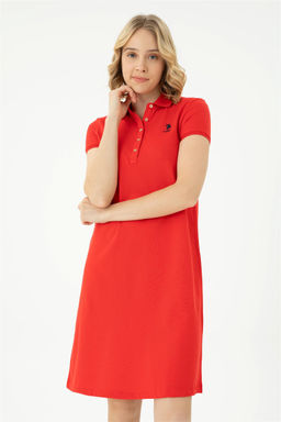 Женское красное трикотажное платье - U.s. polo assn фото 2