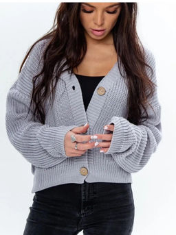 K13282 Кардиган (вязаный трикотаж) СЕРЫЙ