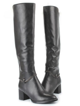 D8H098-07B-1BM BLACK Сапоги демисезонные женские (натуральная кожа, натуральная байка)