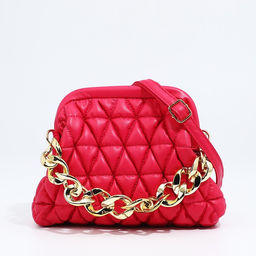 Сумка женская на фермуаре, малиновая