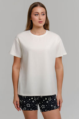 Арт. 9151 Пижама с шортами 42-50 (5 шт) Цвет:верх-молочный,низ-черный - Калинка фото 5