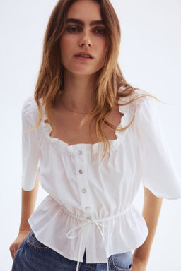 Blusa de algod?n con ribetes de volante - H&m фото 4