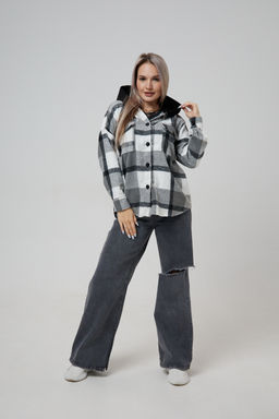 Рубашка женская в клетку с капюшоном РЖКК-01