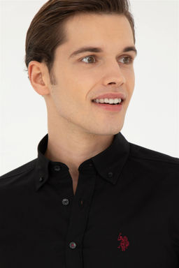 Мужская черная базовая рубашка с длинным рукавом Неожиданная скидка в корзине - U.s. polo assn фото 2