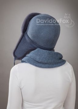 Комплект ушанка трикотаж норка байкал косынка