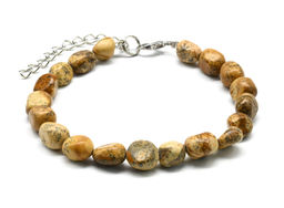 Браслет из яшмы бежевой галтовка 7*10мм, 19см