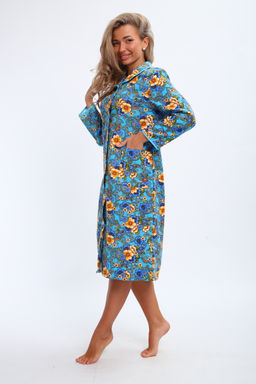 Халат женский из фланели Маша макси цветы