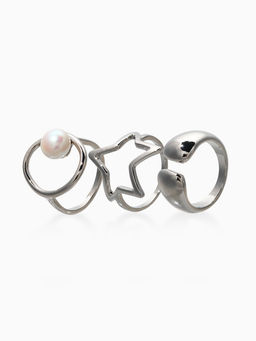 Набор колец 3 шт "Новый стиль" космос, размер МИКС, цвет белый в серебре