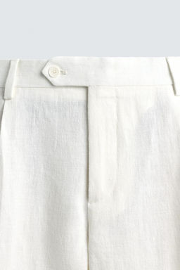 PANTAL?N PLIEGUES TRAJE 100% LINO / Blanco - Zara фото 7