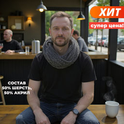 MMS5026 МУЖСКОЙ ШАРФ ТРИКОТАЖНЫЙ