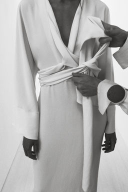 ZW COLLECTION MIDI DRESS WITH TIES - Zara фото 3