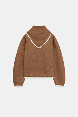 KNIT JUMPER WITH BANDANA AND LACE TRIM - Zara фото 7
