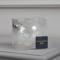 Ёлочный шар Ледяной узор, 10 см, 1 LED, от батареек, свечение RGB - Luazon lighting фото 3