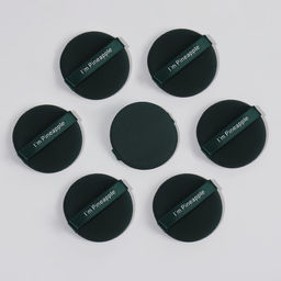 Спонжи для макияжа PINNEAPPLE, набор - 7 шт., d=5.5 см, с держателем, в футляре, цвет изумрудный