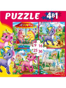 Puzzle 4 в 1 "Единороги на прогулке" 9, 16, 25 и 36 эл. (П-8385)
