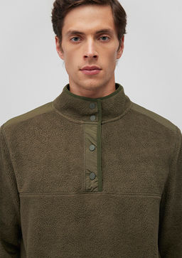 Dugme Detayl? Haki Sherpa Sweatshirt - Mavi фото 5