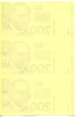 200 куна 1993(1994) года Хорватия  неразрезанный лист, пробный