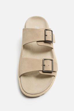 DOUBLE STRAP LEATHER SANDALS - Zara фото 5