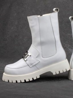 04-YPM5807B WHITE Ботинки зимние женские (натуральная кожа, натуральный мех) - Фабричный китай фото 12