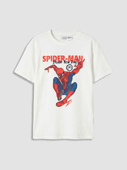 Bisiklet Yaka Spider-Man Bask?l? Erkek ?ocuk Ti??rt