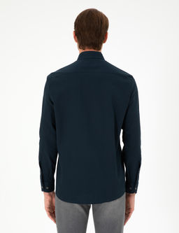 Lacivert Regular Fit Uzun Kollu G_mlek