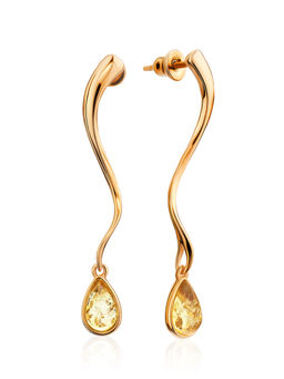 Изысканные серьги из позолоченного серебра и янтаря Блюз