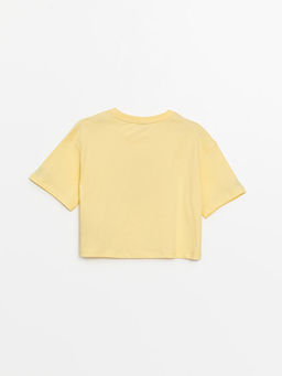 Bisiklet Yaka Bask?l? K?sa Kollu K?z ?ocuk Crop Ti??rt - Waikiki фото 2