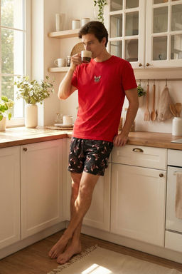 TRENDYOL MAN Cok Renkli Regular Fit Bask?l? Sortlu Orme Pijama Tak?m? TMNSS25PT00020 - Trendyolmilla фото 15