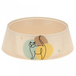 Миска для кормления животных пластмассовая Мур-мяу 0,3л, д14,5см, h4,5см, светло-бежевый (Россия)