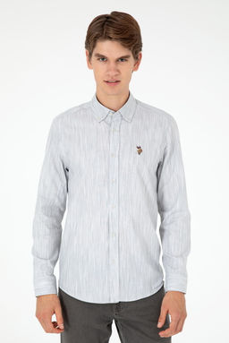 Мужская светло-серая рубашка с длинным рукавом - U.s. polo assn фото 3