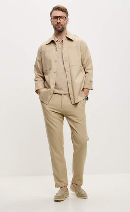 Брюки лен F211-0871 beige