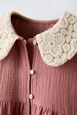SHIRT WITH CROCHET COLLAR - Zara фото 3