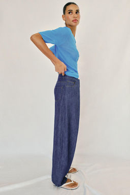 PANTAL?N PLIEGUES CON LINO / ?ndigo - Zara фото 4