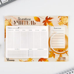 Планинг на магнитах с отрывными листами Золотой учитель, 50 листов, 19,5 х 14 см (размер части для заполнения 13 х 9,5 см).
