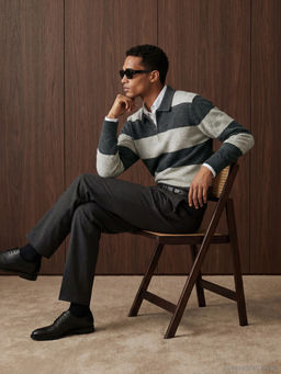 Polo Yaka Y?n Kar???ml? Erkek Triko Kazak