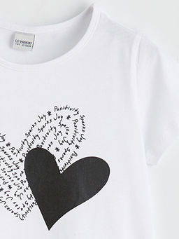 Bisiklet Yaka Bask?l? K?z ?ocuk Ti??rt ve ?ort