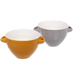 Цена за 2 шт. Бульонница керамическая 750мл "Полоски", микс цветов