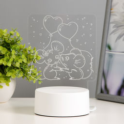 Светильник 3D RISALUX «Мышата», LED-ночник, RGB, от сети, 11.2×9.5×12.6 см