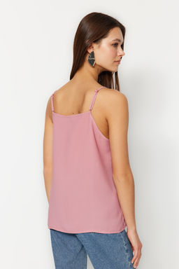 Ac?k Pembe Basic Ask?l? Dokuma Bluz TWOSS19BB0224
